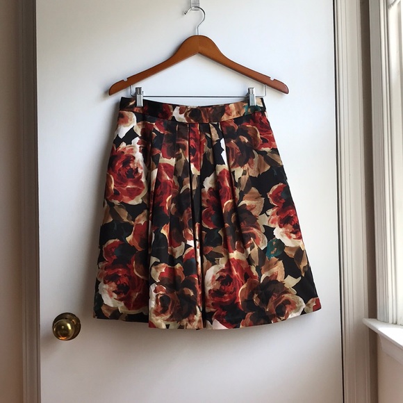 Boston Proper Floral Skirt Pleated Full Mini sz 8 - Picture 5 of 13